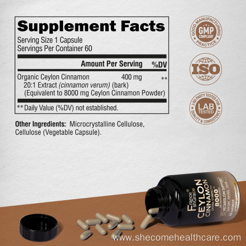 organic Ceylon Cinnamon Gluten Free Cinnamon capsules